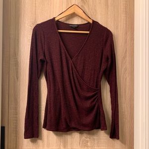Maroon Rock&Republic Faux-Wrap Sweater